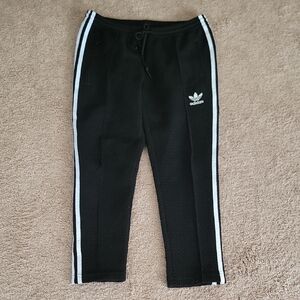 Adidas Original +UO Diamond Jacquard Texture Black Joggers with White Stripes